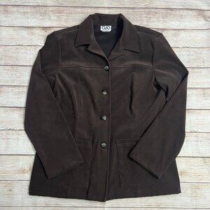 Clio Petites Brown Blazer Jacket Small Made in USA Button Front Career Wear